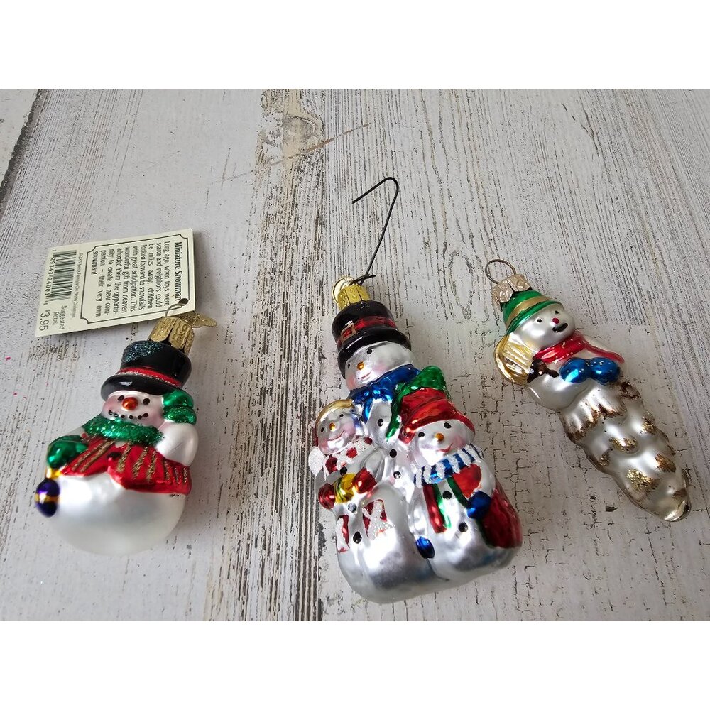 Old world snowman‎ mini glass ornament set icicle family